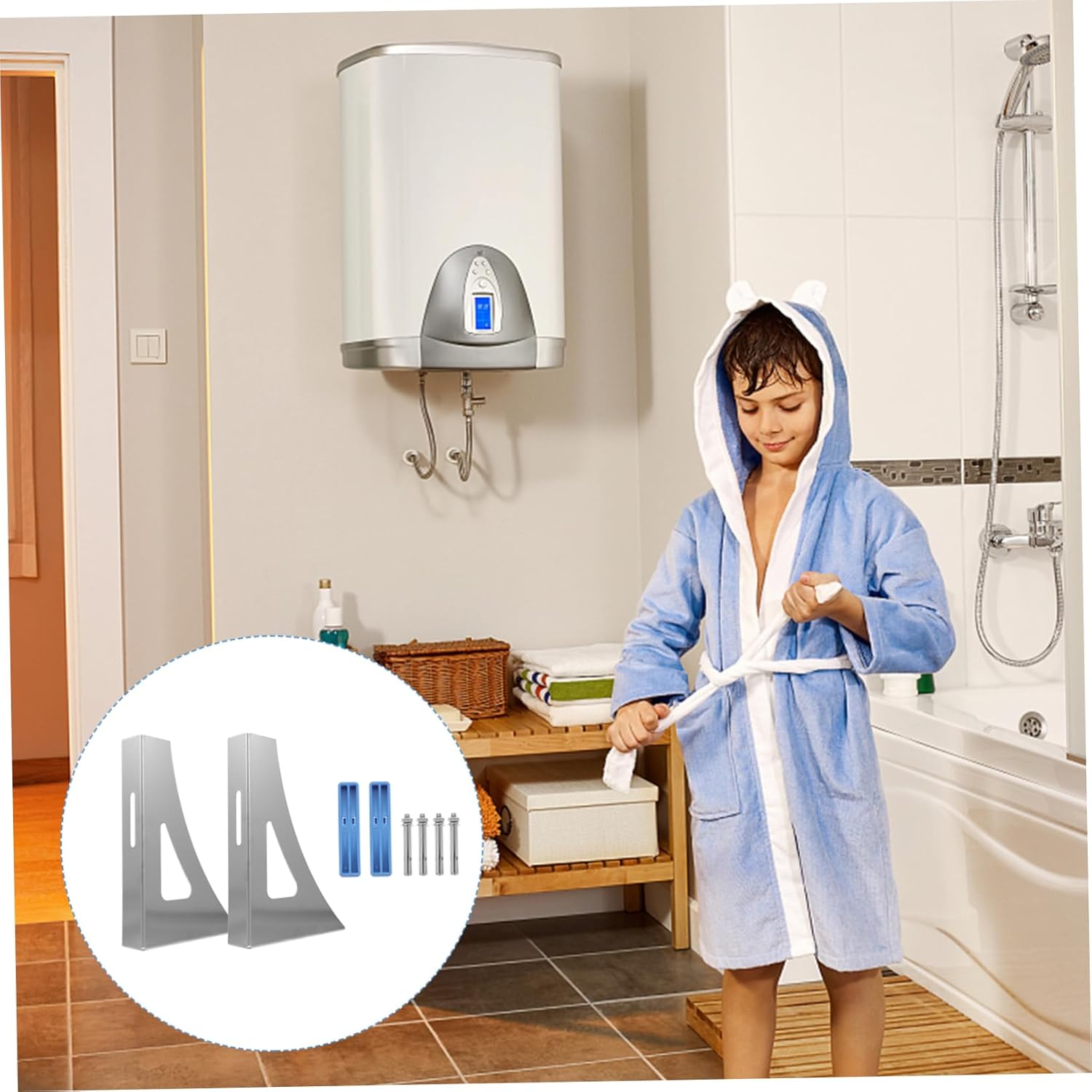 Angoily Electric Hot Water Heater Bracket Wall-Mounted Holder Polished Surface Use