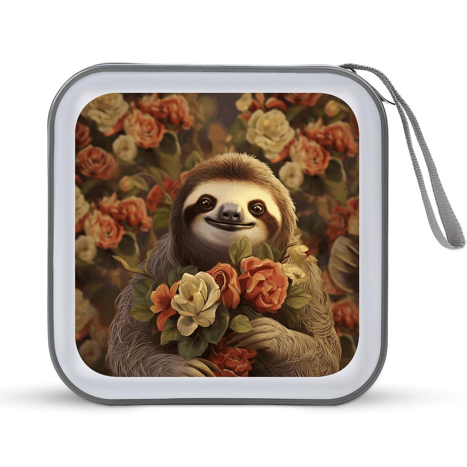 FekiLoot Funny Sloths 40 Capacity CD Case Hard Plastic Holder DVD Disc Storage Folder for Car Laptop Zipper Disc Storage Organizer