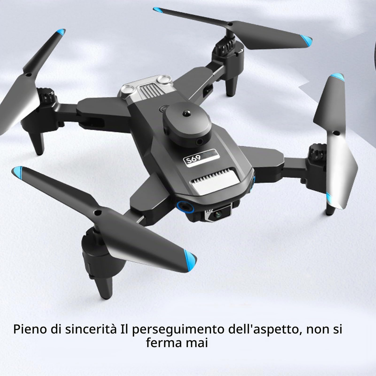 Drone S69, Doppia Fotocamera 4K HD, Ripresa con Zoom 50X, Evitamento Intelligente Degli Ostacoli Multicanale a 360 Gradi, Giocattoli Sospesi Intelligenti, Regali per Bambini, Adulti, Principianti