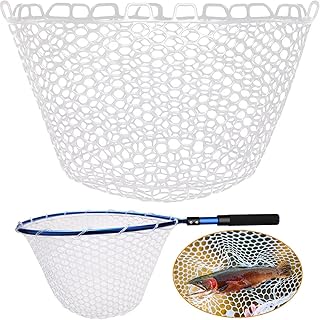 Dovesun Rubber Fishing Net Replacement Netting Without Handle Clear Black Fishing Nets for Fish Fly Fish Landing Net Bag for Freshwater Saltwater Foldable Trout Net Rubber Mesh 5 Sizes