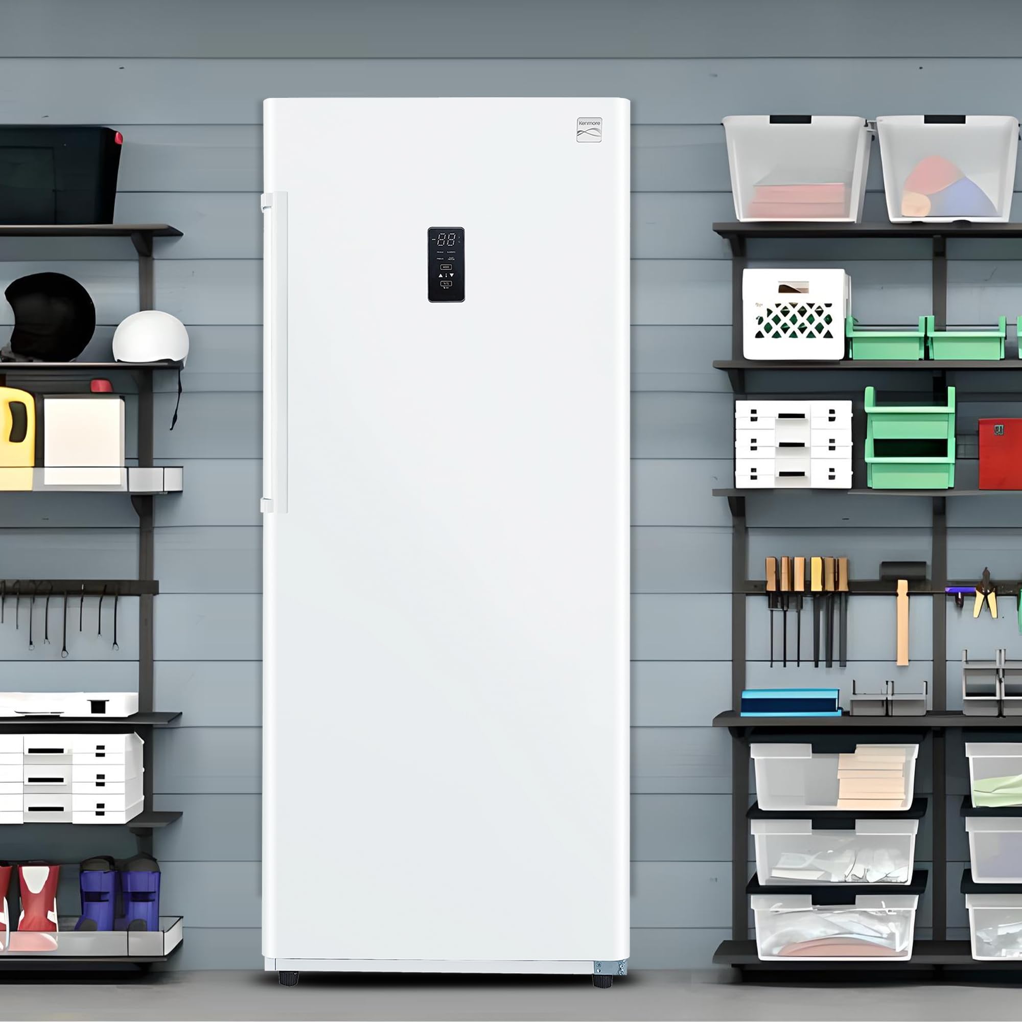 "Kenmore Upright Freezer - Convertible Refrigerator/Freezer, 4 Shelves, Garage Ready, Meat Storage, Auto Defrost, Congelador For Home, Apartment, Cottage, Basement, 17.0 Cubic Feet Capacity, White " on Fridge.com - View 5
