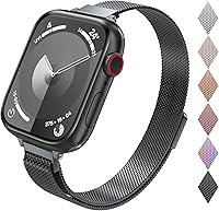 Vista 17 de CTYBB for Apple Watch Band Series Ultra SE 8 7 6 5 4 3 2 1 38mm 40mm 41mm 42mm 44mm 45mm 49mm, Stainless Steel Slim & Thin Mesh Magnetic Clasp Strap