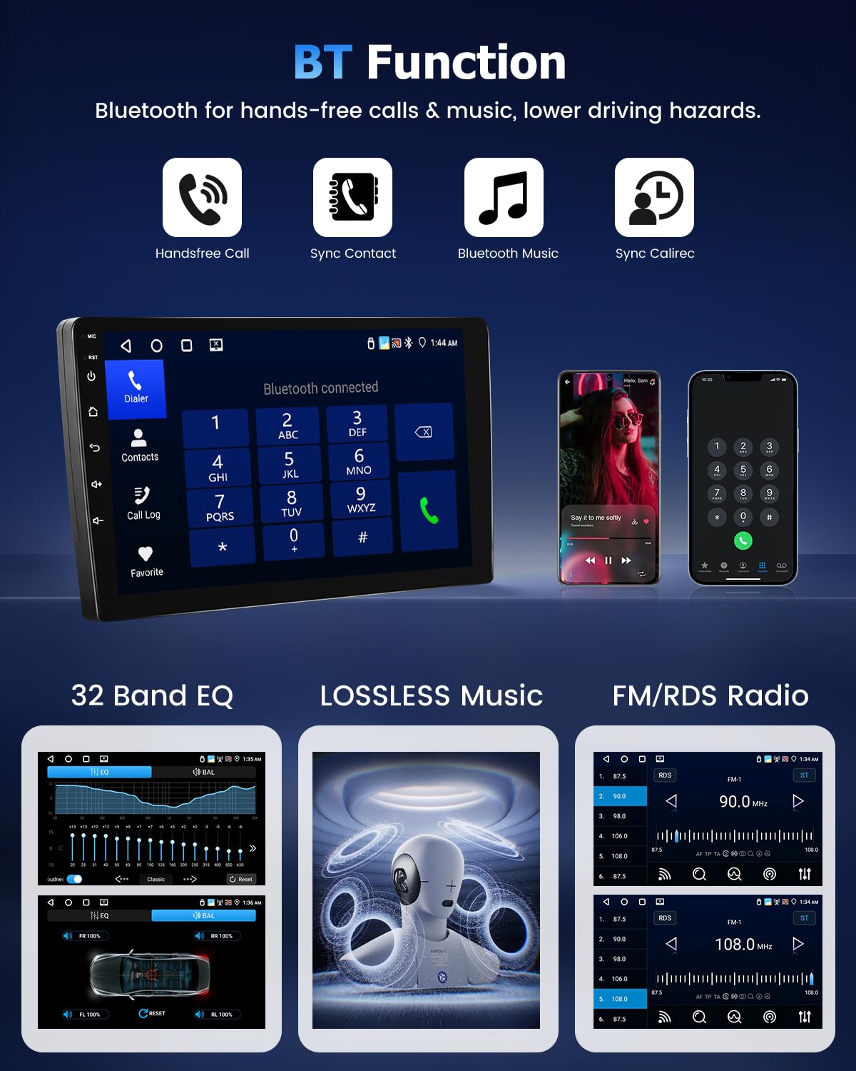 Hikity Radio samochodowe 4+64G dla Peugeot 207 2006-2015 z Android Auto