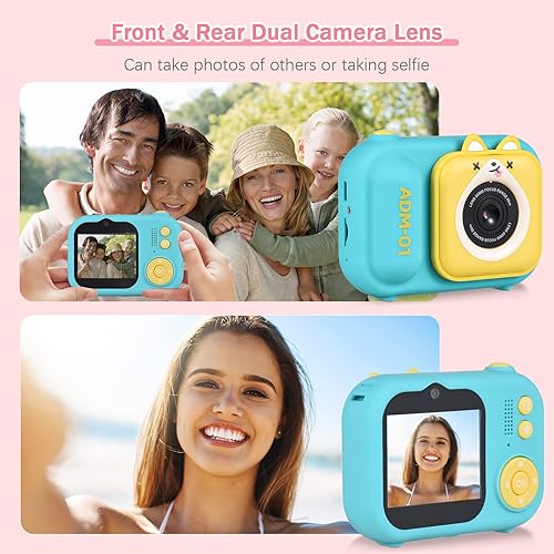 Miniatura 5 de Andoer Cámara digital 1080P para niños, mini cámara de video para niños, pantalla IPS de 48 MP, 2.4 pulgadas, batería integrada con tarjeta de