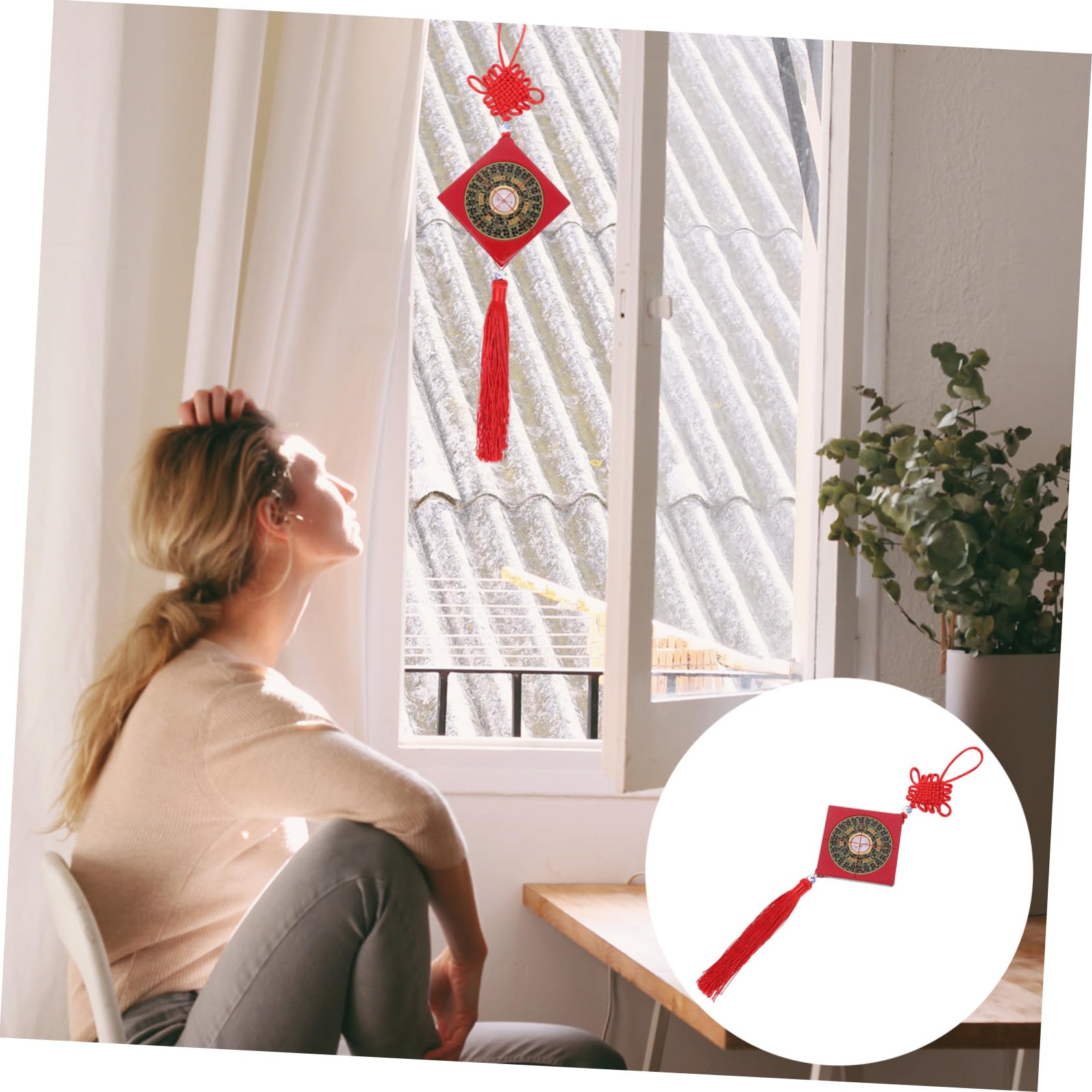 PRETYZOOM Professional Feng Shui Compass Decor Car Pendant Compass Chinese Knot Home Office Prosperity Symbol