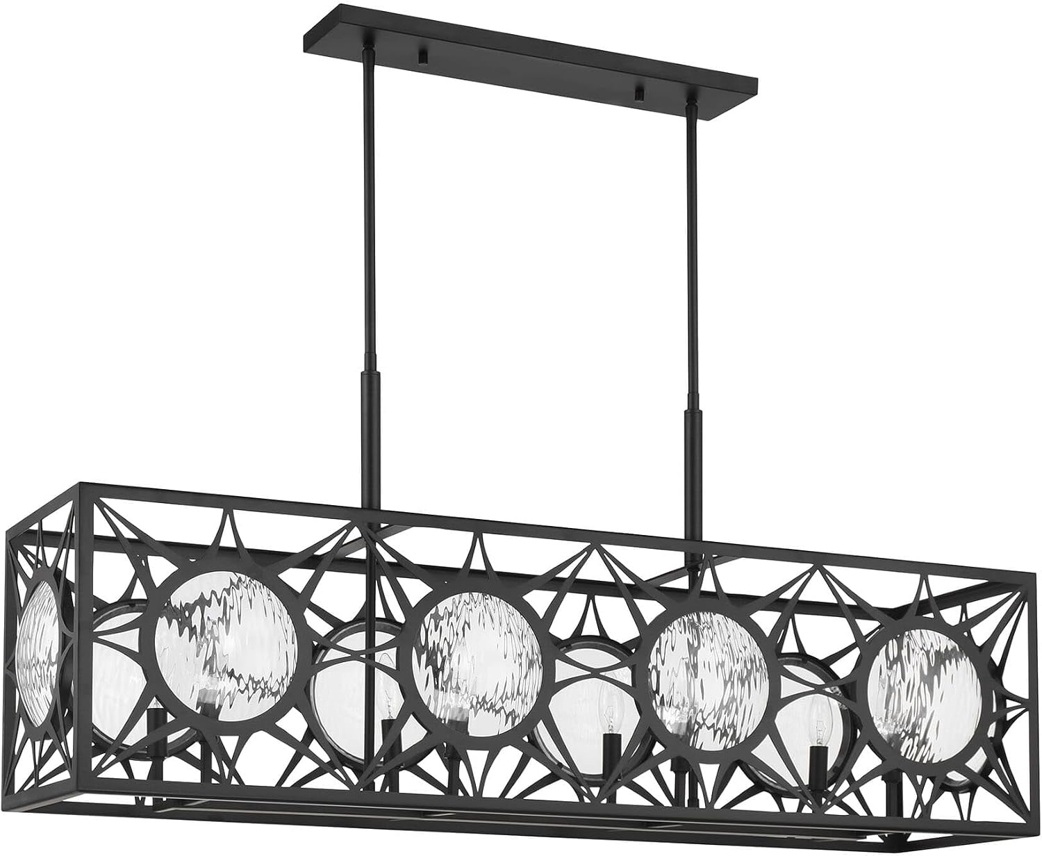 Savoy House 1-5066-8-89 Balfour Transitional Glam Linear Chandelier, 8-Light 480 Total Watts, 20" H x 13" W, Matte Black