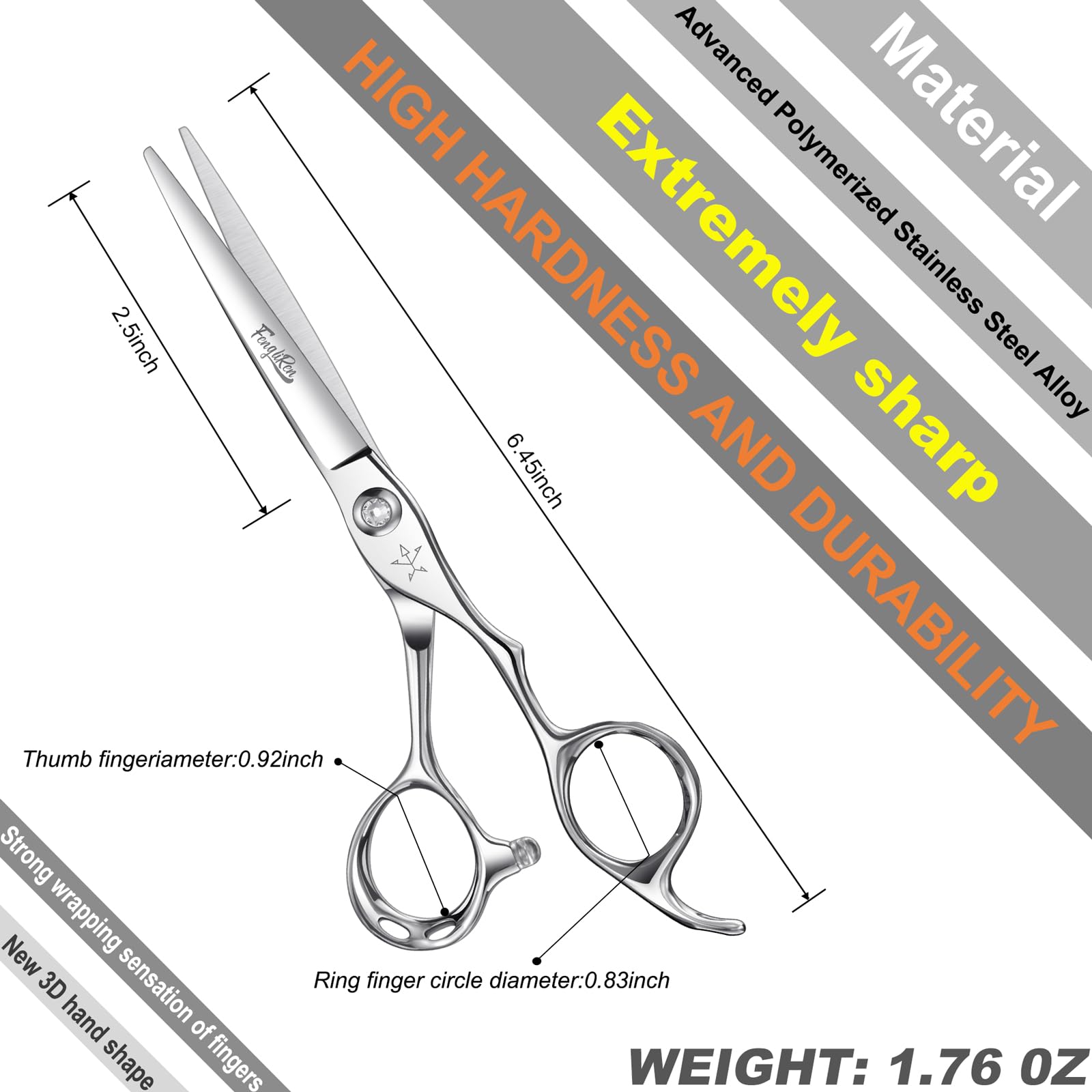 Tijeras de corte de pelo de peluquería profesional afiladas para el cabello, tijeras de corte de pelo de 5.8 pulgadas hechas de aleación de acero inoxidable avanzada para peluquería y uso 2