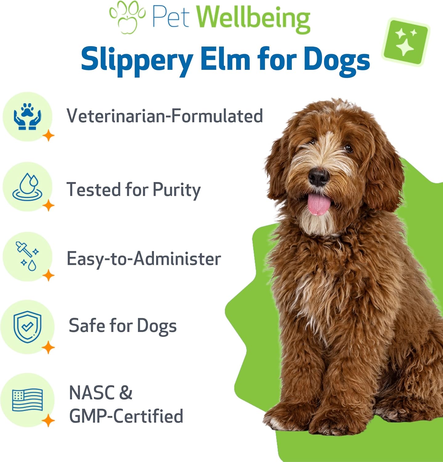 Pet Wellbeing Slippery Elm for Dogs - Vet-Formulated Dual Digestive & Throat Support - Organic Single Herb Extract - Holistic Soothing Dog Supplement - Liquid Formula 2 oz (59ml)
