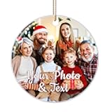 Personalized Christmas Ornaments 2025, Ceramic Custom Photo Text Hanging Ornament Customized Christmas Tree Decorations Gift for Family, Kids, Friends, Couples, Wedding