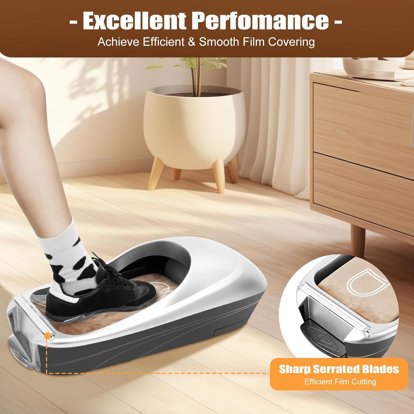MRKU Dispensador automático de cubrezapatos con película de PE, Protector de Suelo Manos Libres para el hogar, la Oficina y la clínica.