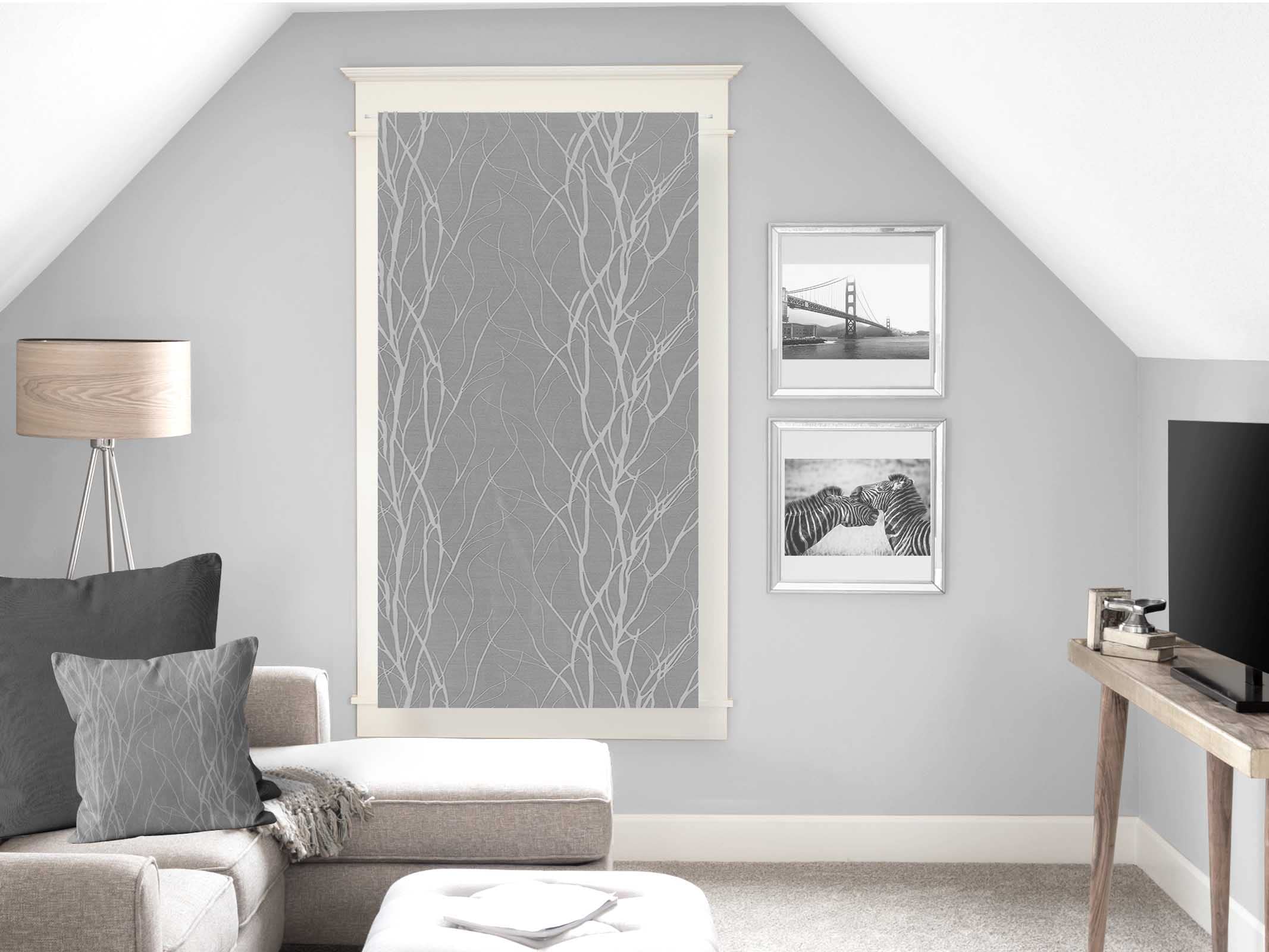 Soleil d'ocre, Liane Half Curtain Burnout Veil, Polyester, Grey, 60 x 160 cm
