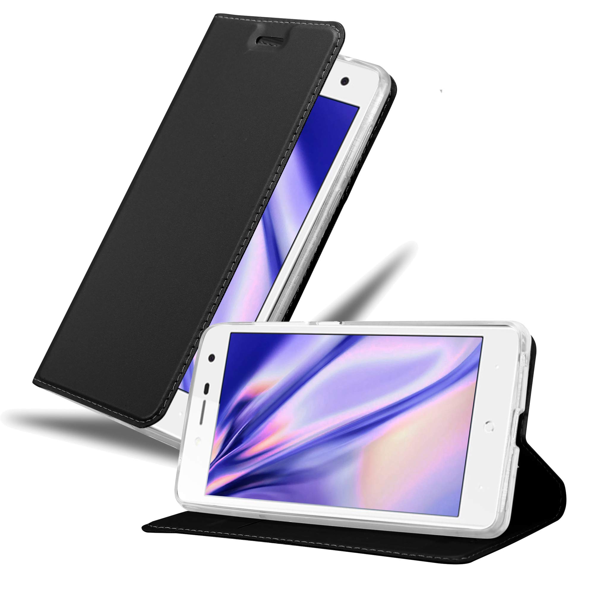 Custodia Libro Per ZTE Blade L7 – Portafoglio In Pelle Classy Nero Con Vani Carte, Funzione Stand E Chiusura Magnetica, Cadorabo