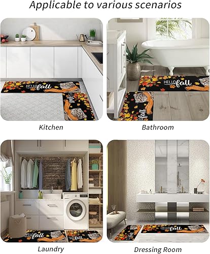 Miniatura 10 de Thanksgiving Black Bath Mat for Tub,Non Slip Bathroom Floor Runner Rug Quick Dry & Absorbent Diatomaceous Earth Shower Sink Bedroom Kitchen Washable