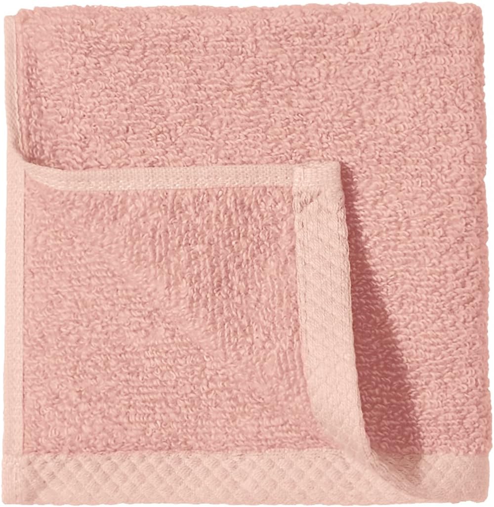 Amazon Basics Quick-Dry Washcloth - 100% Cotton, 12-Pack, Petal Pink