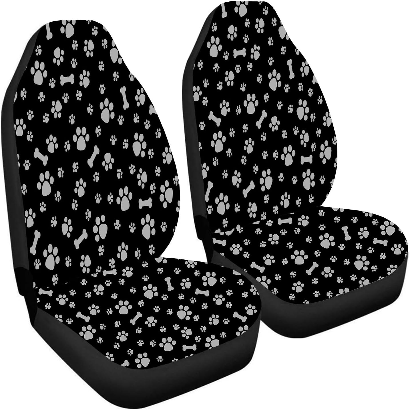 JFASJ 2 Pcs Car Seat Cover Dog Bone paw Print Pattern car
