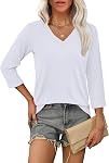 WIHOLL 3/4 Longueur Manches Blousons Femmes Robe Casual V Cou Tops de base Vêtements tendance 2026 Chemises d'occasion