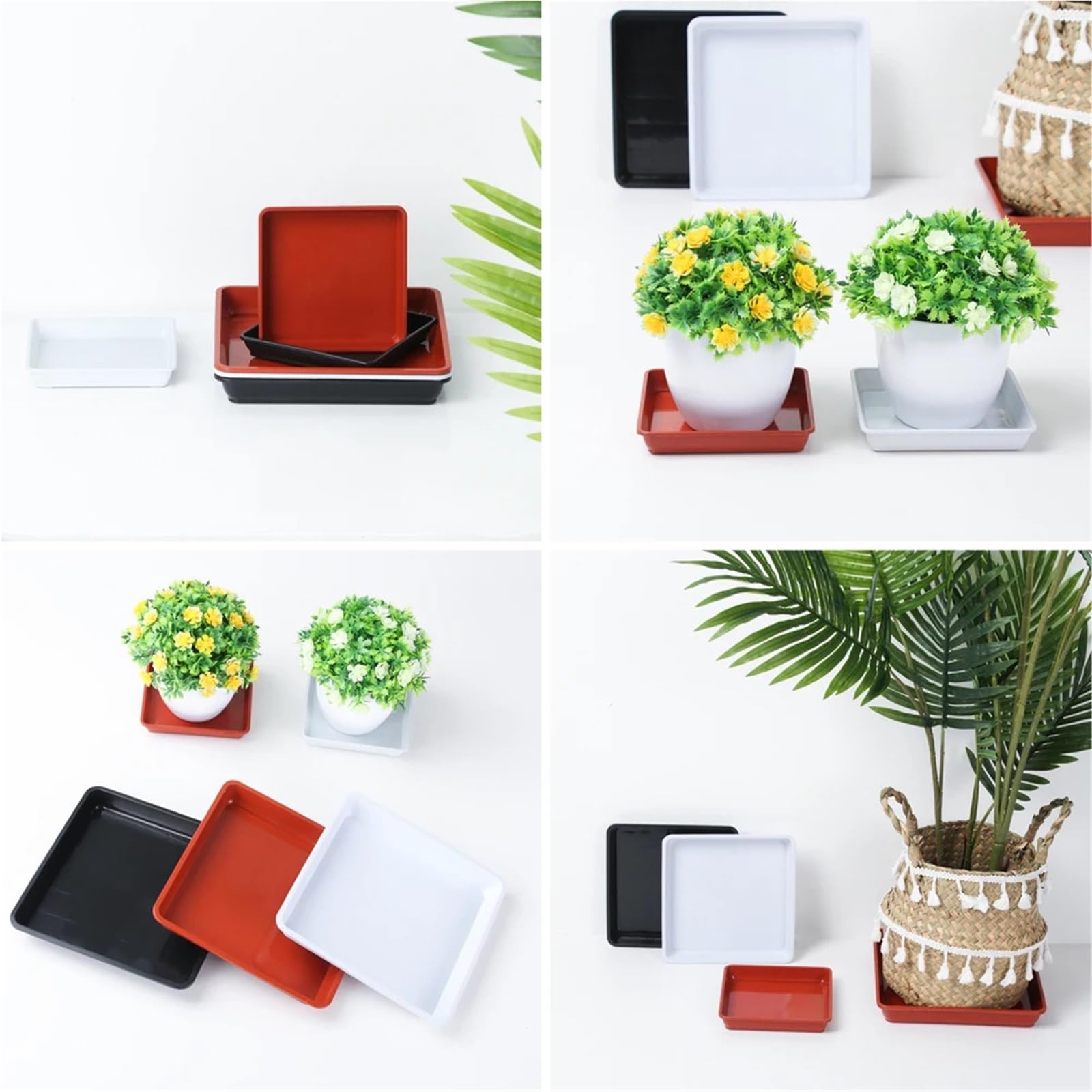 6Pcs Plastic Square Indoor Outdoor Tray per Piante