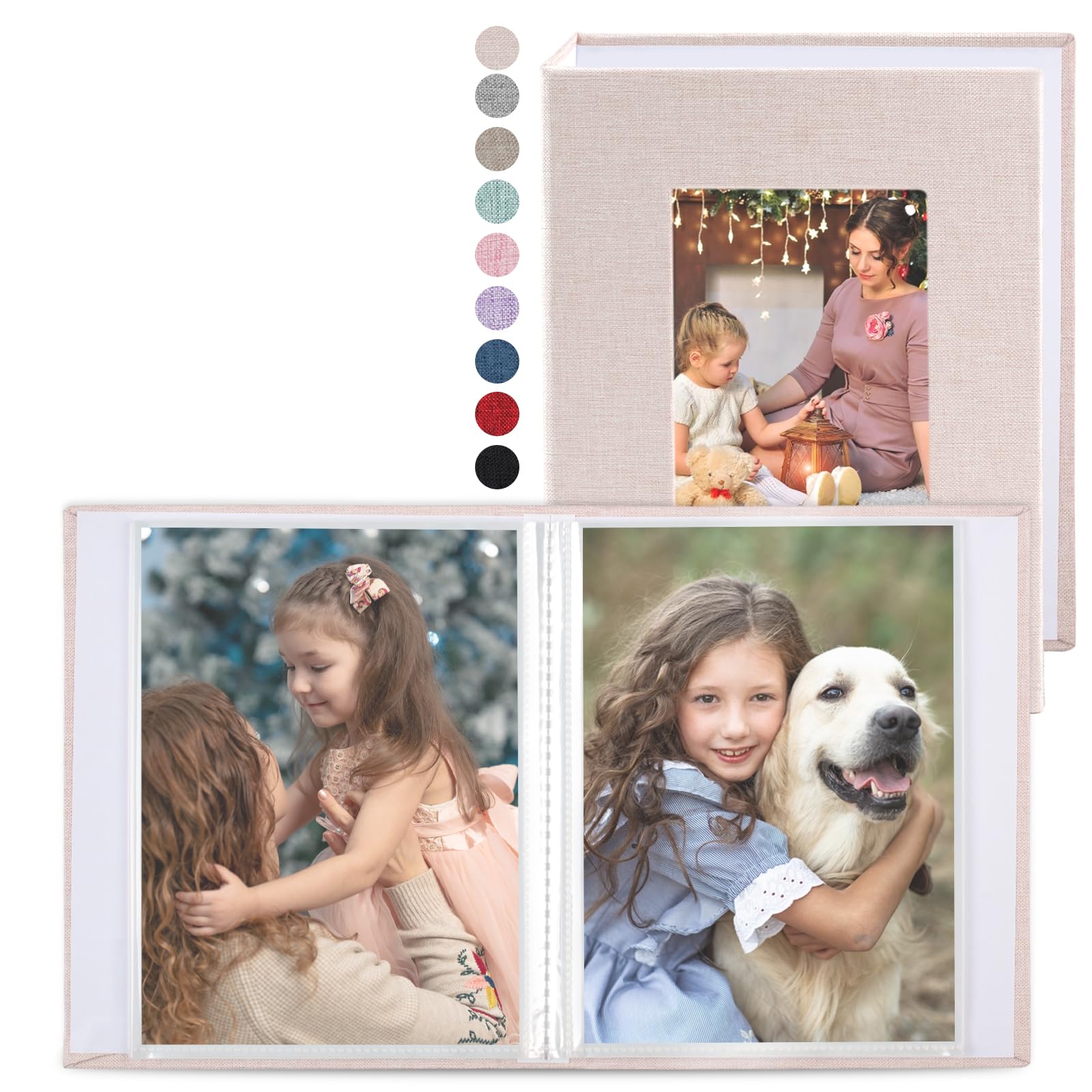 Vivinin 2 Album Fotografici In Lino 10x15 Cm - 36 Tasche Cad. Per Foto Verticali, Piccoli E Portatili