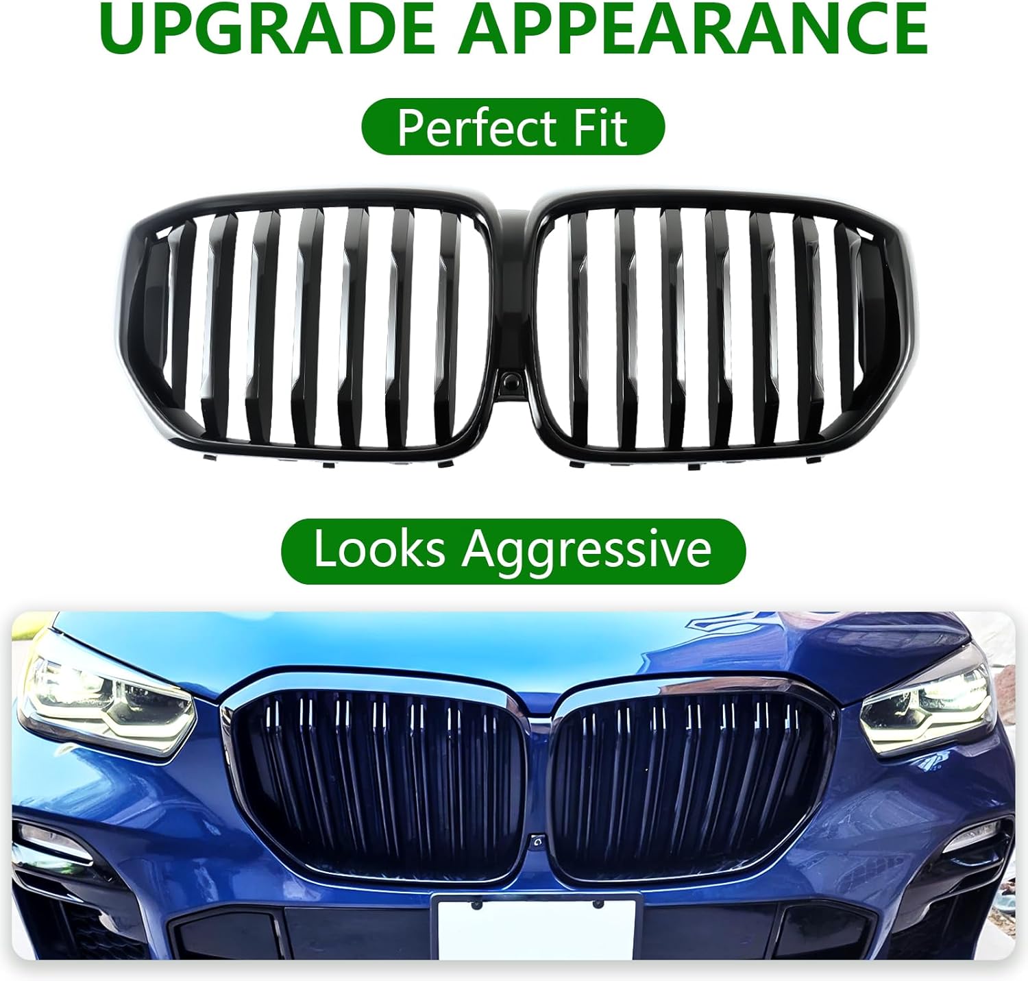 Front Kidney Grille for BMW X5 G05 2024-IN Gloss Black Single Slat ABS Grill - Image 4