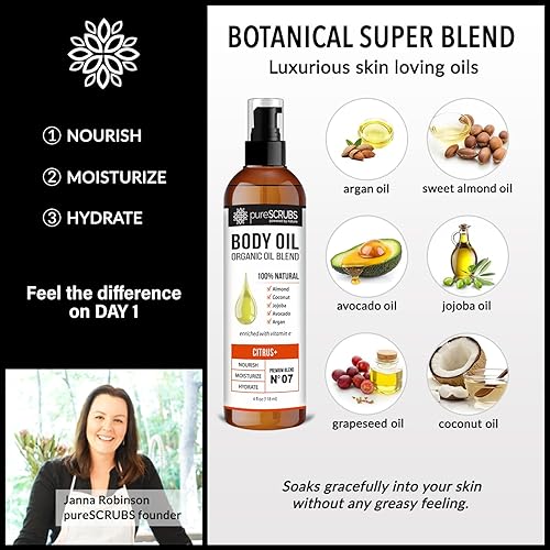 Miniatura 7 de pureSCRUBS Spray de aceite corporal ultra hidratante de cítricos y aceite corporal para piel seca masajes cutículas y más orgánico súper mezcla de