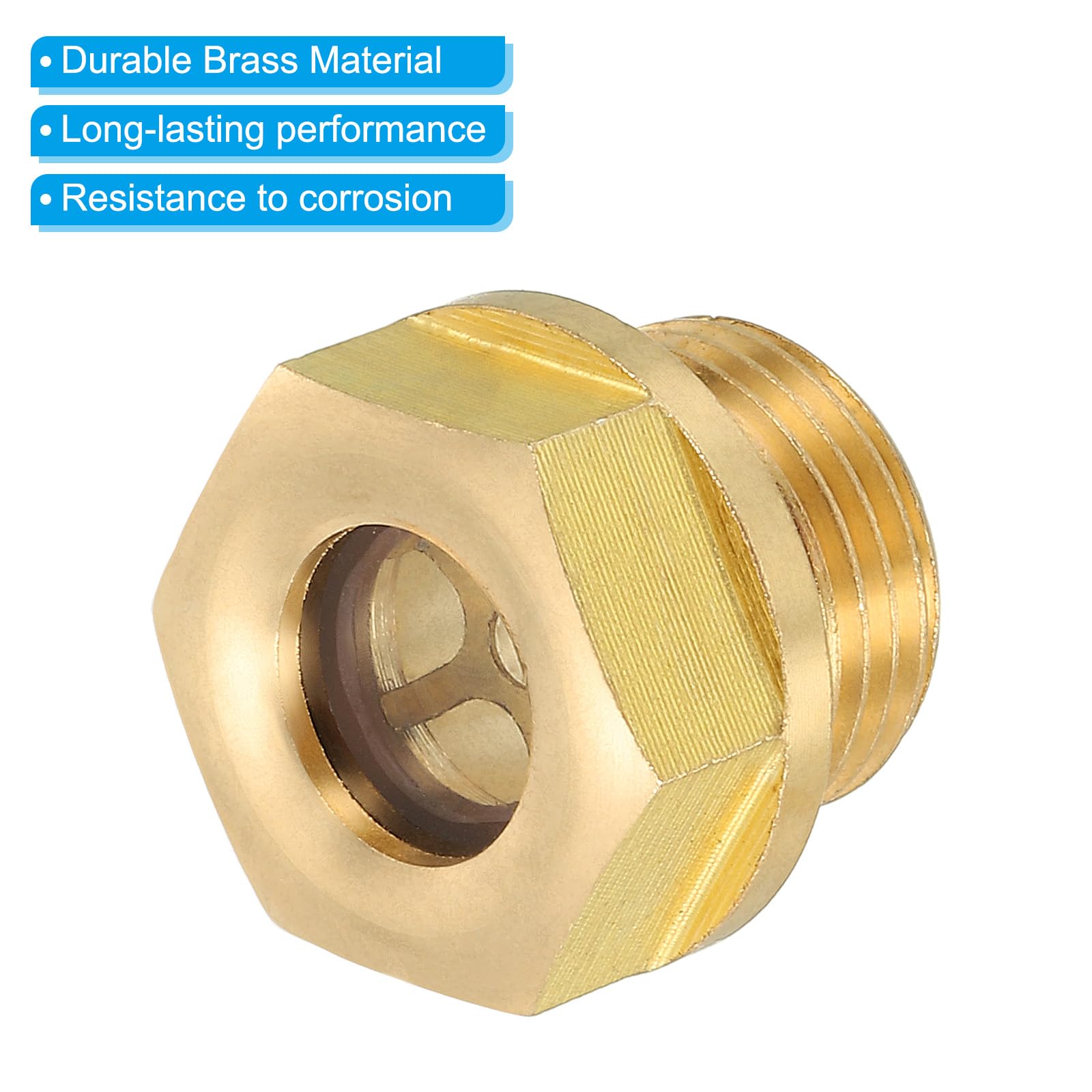 Mirilla Para Nivel De Aceite - Pack De 2, Roscas 3/8' Y 1', Aleación De Aluminio - Para Compresores, Bombas, Sistemas Hidráulicos