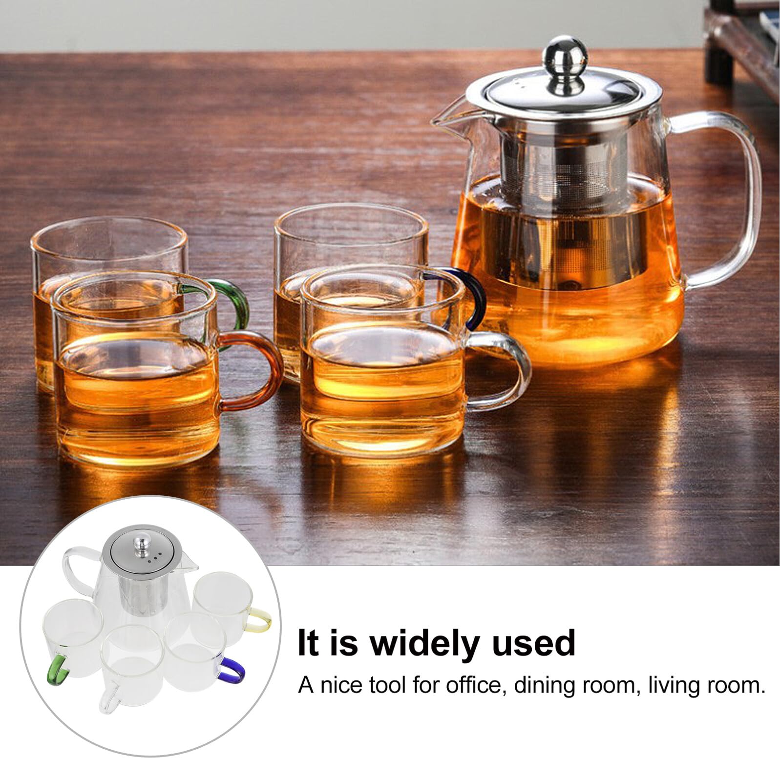 TOYANDONA Glas-teekanne mit Integriertem Tee-Ei Hitzebeständig und Transparent Inklusive Tassen Geeignet für Jasmintee Grüntee und Oolong-Tee Eleganter Griff für Komfortables Handling
