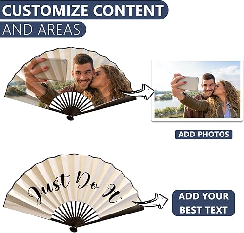 Miniatura 2 de WERWAES Abanicos plegables personalizados con foto y texto, para bodas, bailes, fiestas, abanicos de mano, abanicos plegables de mano, abanicos