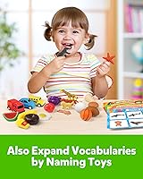 Vista 5 de Coogam Juguete de clasificación para niños pequeños, animales, dinosaurios, frutas, vehículos, alimentos, peces, bolas, juego de granja, juego