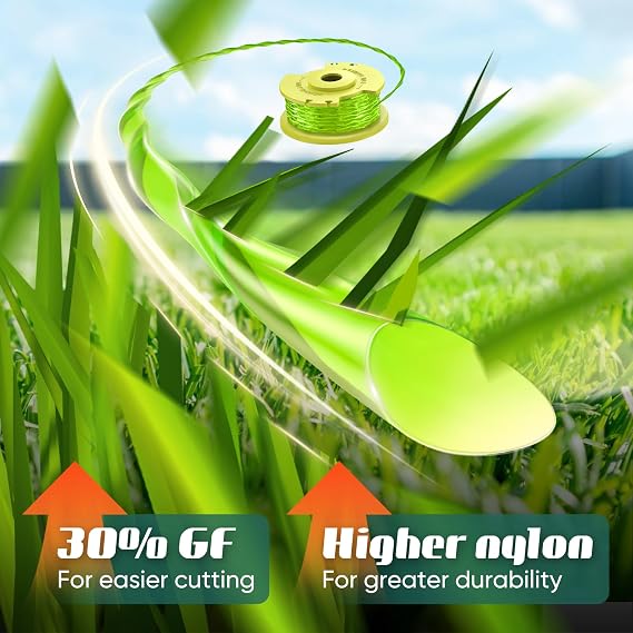 Bessport Trimmer String (AC80RL3) for Ryobi One Plus+,Replacement 0.080-inch Trimmer String Compatible with Ryobi 18V,24V,40V Trimmers (12 Spool, 3 Trimmer Cap)