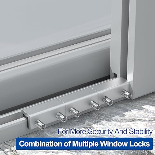 Miniatura 7 de RELIANCER 8 juegos de cerraduras de ventana deslizantes, topes de ventana de puerta de seguridad de aluminio, cerradura de seguridad ajustable para