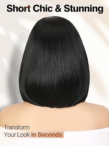 Miniatura 6 de Quick Wig - Pelucas Ombre, verde menta, corto, lacio, peluca bob, parte media sintética, para uso diario, cosplay, fiesta, pelucas completas, para