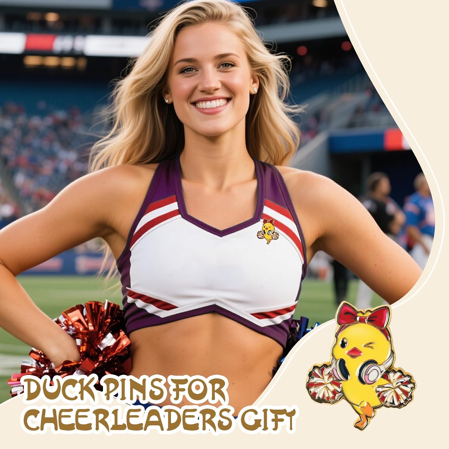30 Sets 60 Pcs Cheer Team Gifts Bulk Cheer Pins Cheer Duck Pins Cheerleader Good Luck Duck Team Inspirational Gift Accessories for Competition Game Teammates