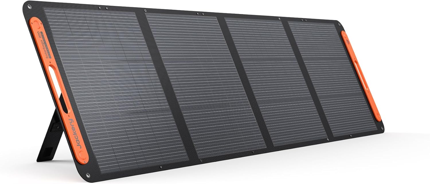 Jackery SolarSaga 200W Portable Solar Panel,IP68 Foldable Bifacial Solar Panels,Compatible with Jackery Explorer Power Station and Solar Generator,for Rooftops Outdoor Camping Off-Grid and RVs