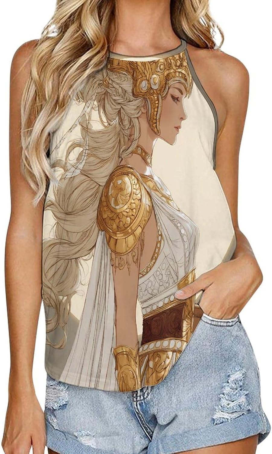 Greek Goddess Athena Wisdom Women's Tank Tops Funny Basic Sleeveless Shirt Breathable Summer T-Shirt