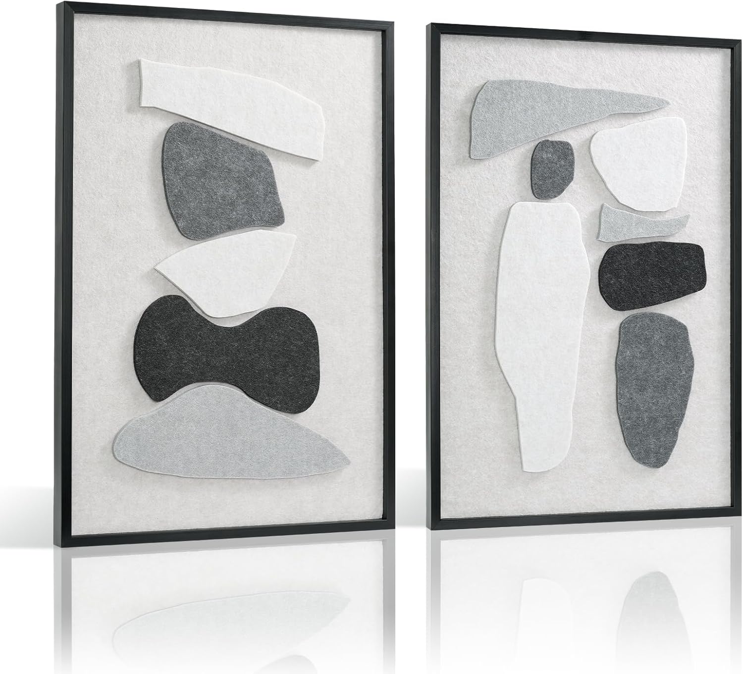 VIYYIEA 3D Stereoscopic Carving Large Wall Art, Framed Wall Decoration, 2 Sets of Abstracts, 24L X 16W Abstracts 24L" x 16W"