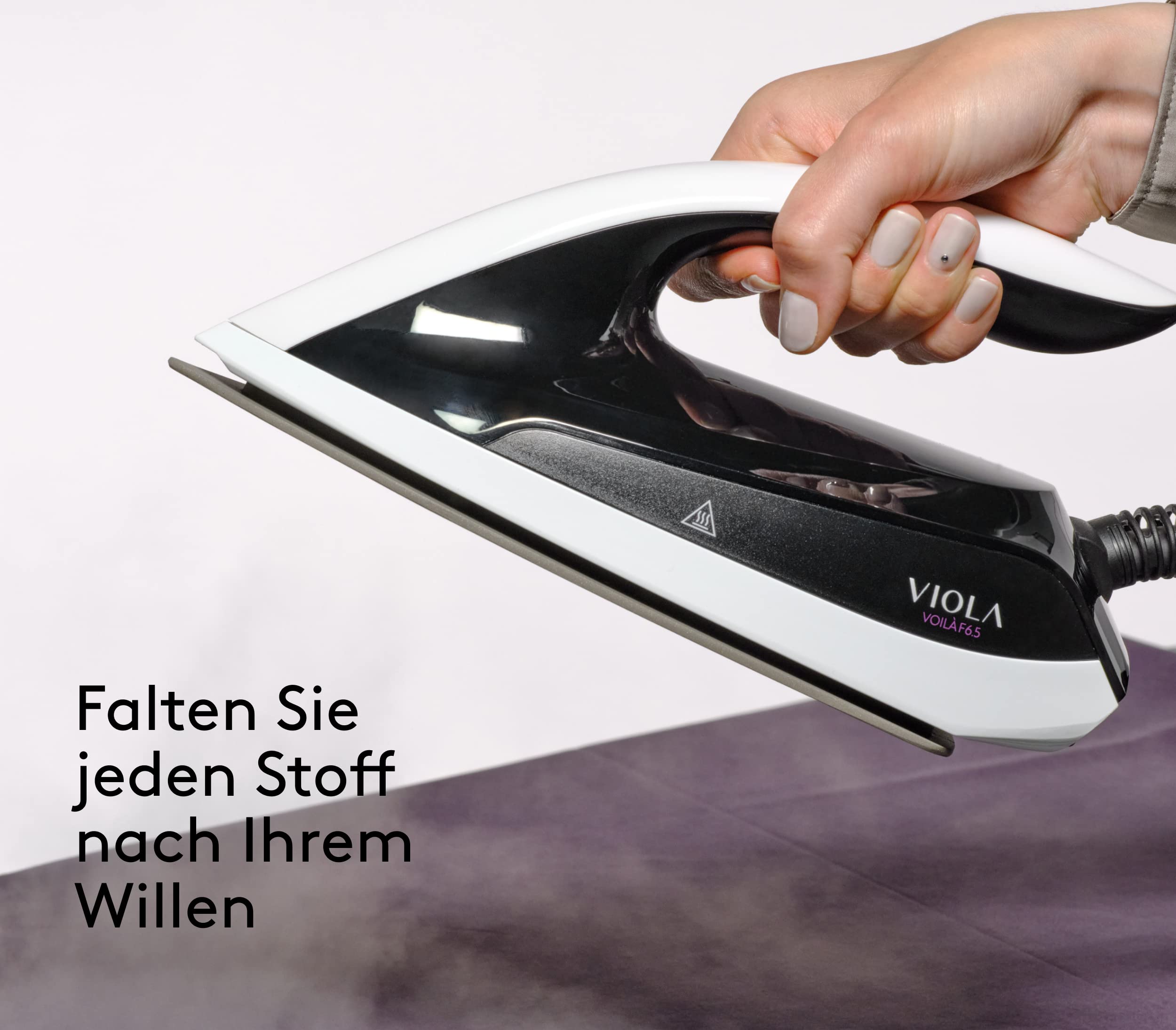 VIOLA Voilà Dampfbügelstation, 6,5 Bar, Display Touch Screen, 1,7-Liter-Wasserbehälter, Kontinuierlicher, Schwarz
