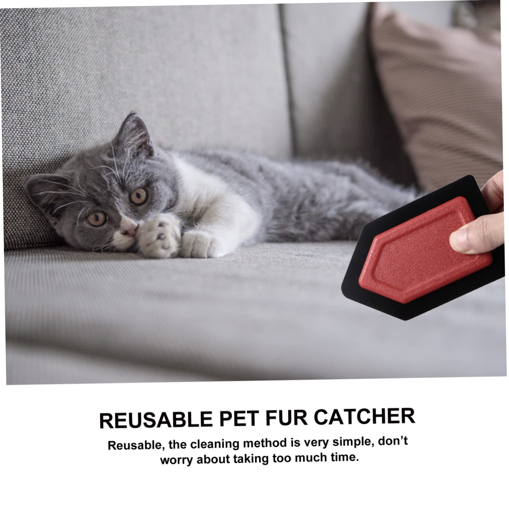 POPETPOP Pet Hair Brush Self Cleaning Detailing Tool for Furniture Carpets and Clothes Portable and Cats Red