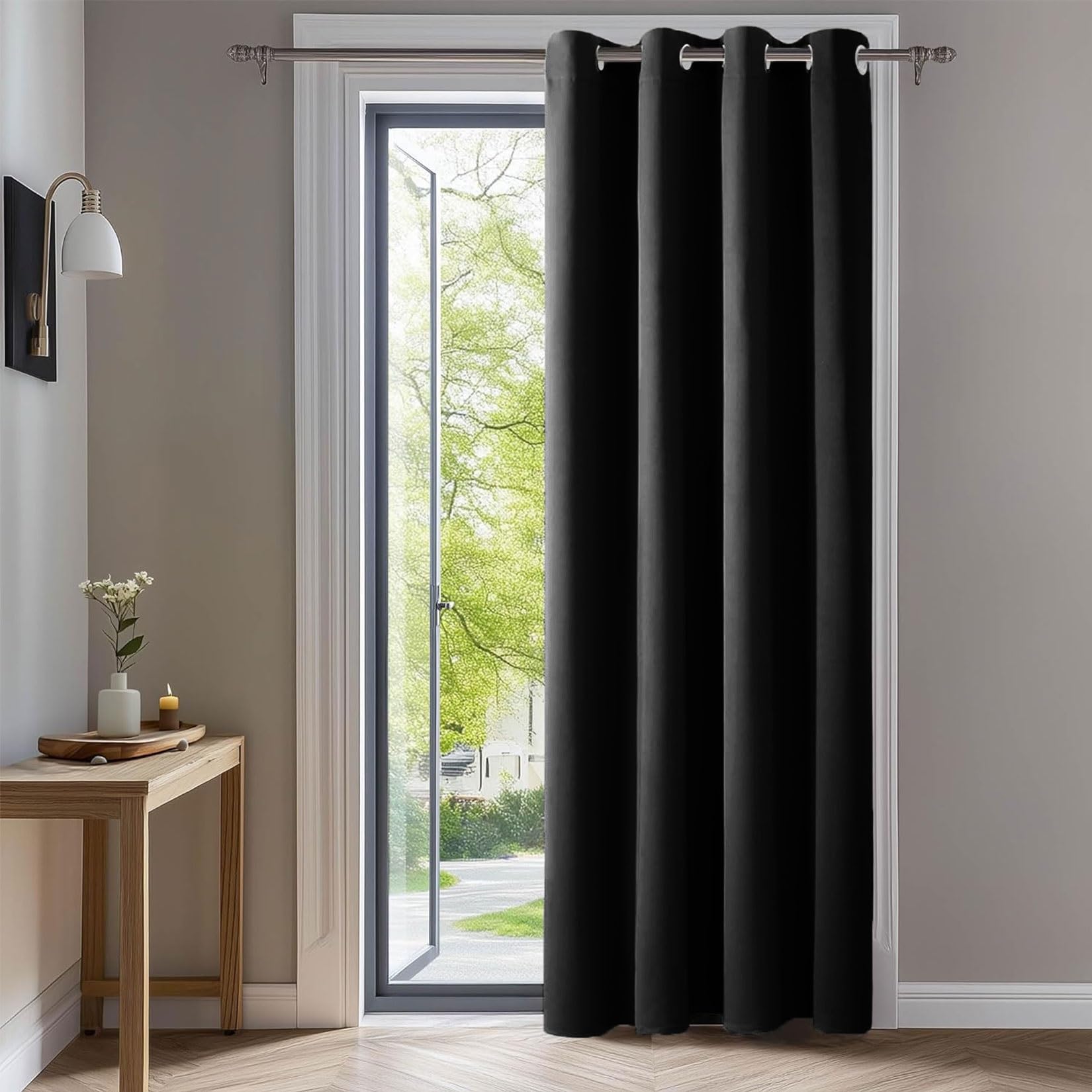 LIUJYUAN Blackout Curtains 100 x 100 cm Room Darkening, Privacy Protection Curtains for Bedroom Soft Texture, Solid Color for Balcony, Kithcen Window, Black