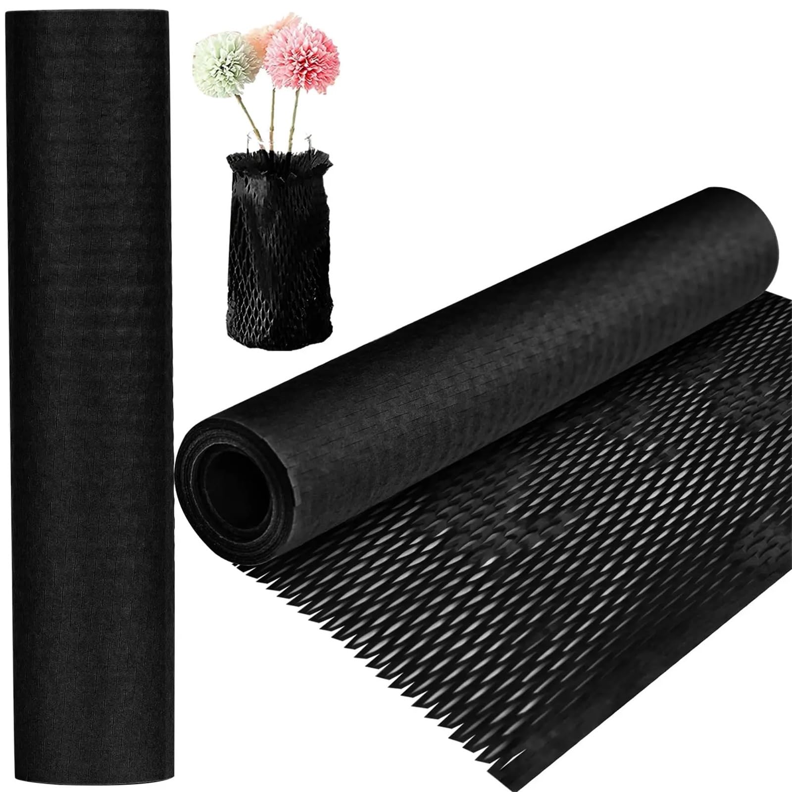 Folia bąbelkowa/papier opakowaniowy, Rolka papieru opakowaniowego o strukturze plastra miodu, 30 cm x 15 m(Black 30cmx15m)
