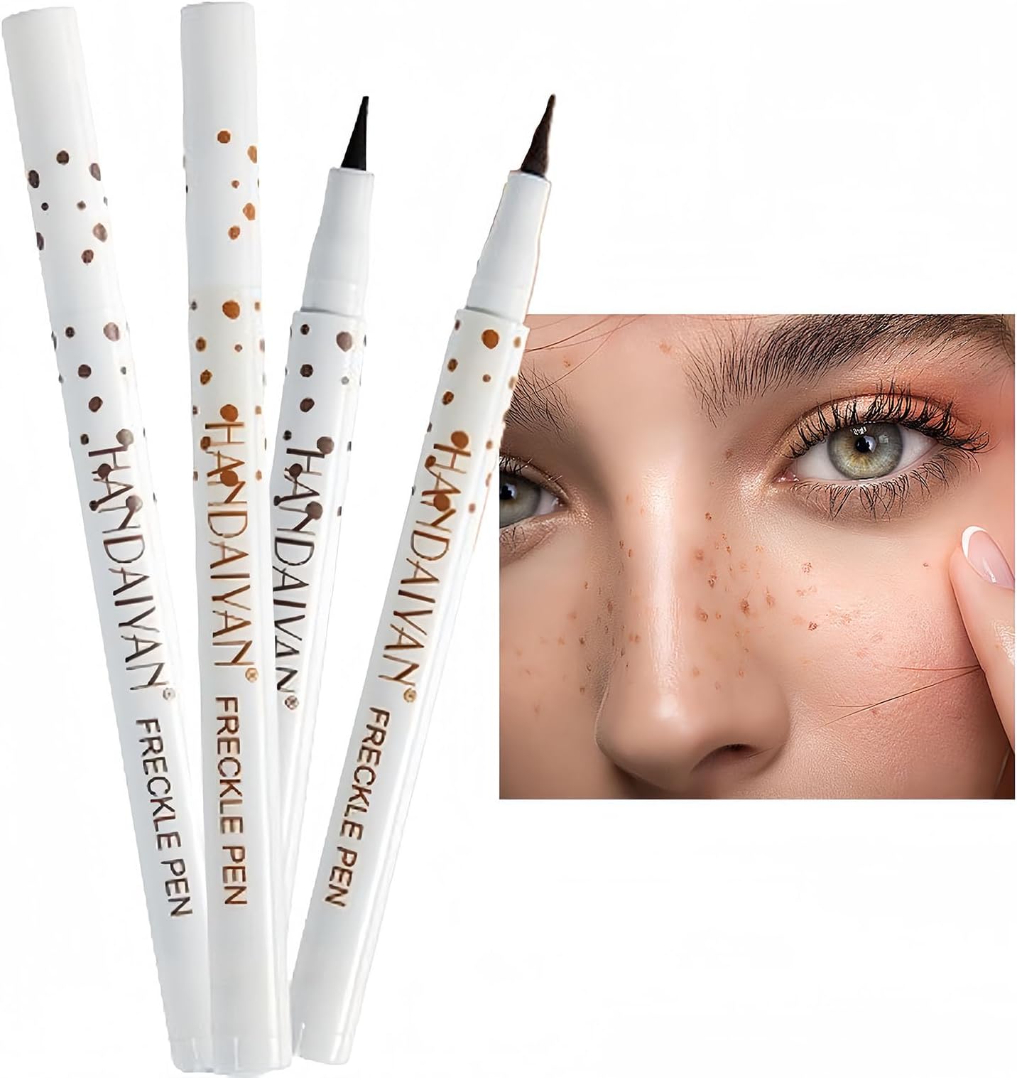Freckle Pen 2 Colors, Natural Lifelike Freckle Makeup Pen Magic Freckle Color,Waterproof Longlasting Soft Dot Sopt Pen,for Natural Effortless Sunkissed Makeup-Chestnut&Dark Brown