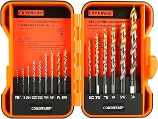 COMOWARE Juego de 15 brocas de punta escalonada, no necesita agujero piloto, brocas de corte de metal M2 de alta velocidad...