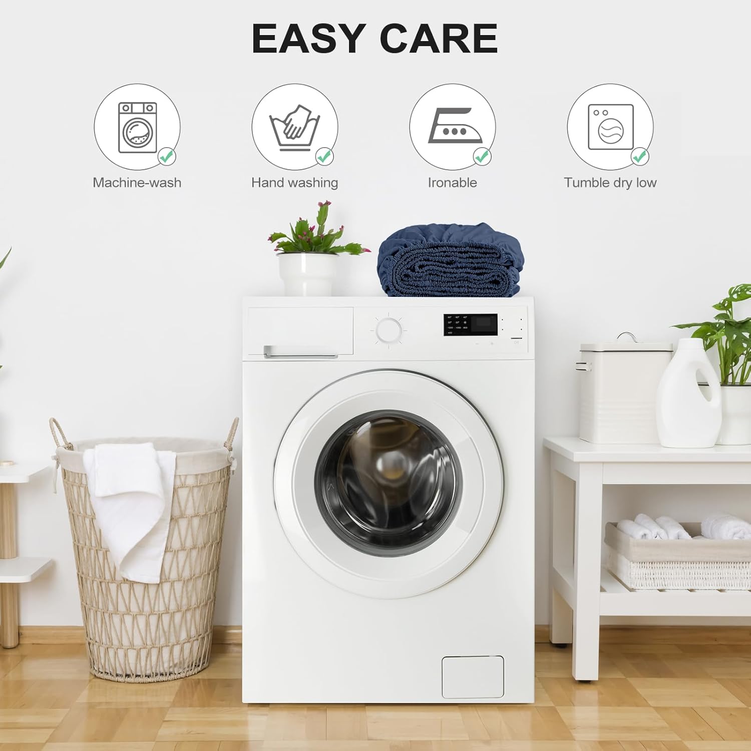 FreshCulture King Fitted Sheet Only 2 Pack - Hotel Quality Fitted Sheet King Size - Ultra Soft & Breathable - Brushed Microfiber - Deep Pocket - Cooling Fitted Sheets for King Size Bed (Navy Blue)