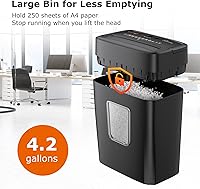 Vista 4 de Bonsaii trituradora de papel microcortada de 6 hojas de alta seguridad, trituradora de tarjetas de crédito/correo/grapas/clips para uso doméstico