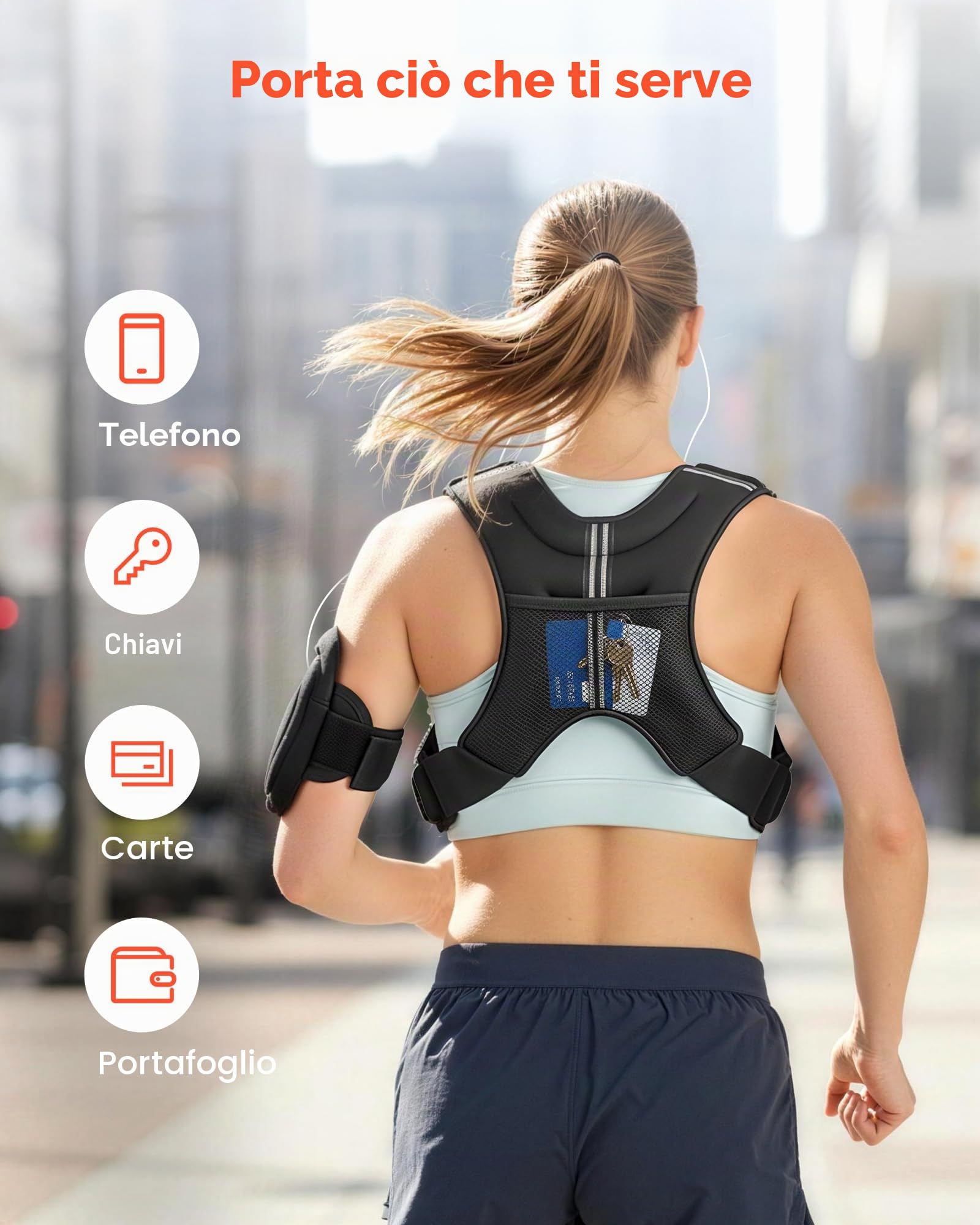 VEVOR Giubbotto con Pesi 7,32kg, Giubbotto con Pesi Fibbia Regolabile, Spalline e Striscia Riflettente per Allenamento Fisico, Attrezzatura da Allenamento Bodybuilding, Corsa, Jogging Fitness, Nero