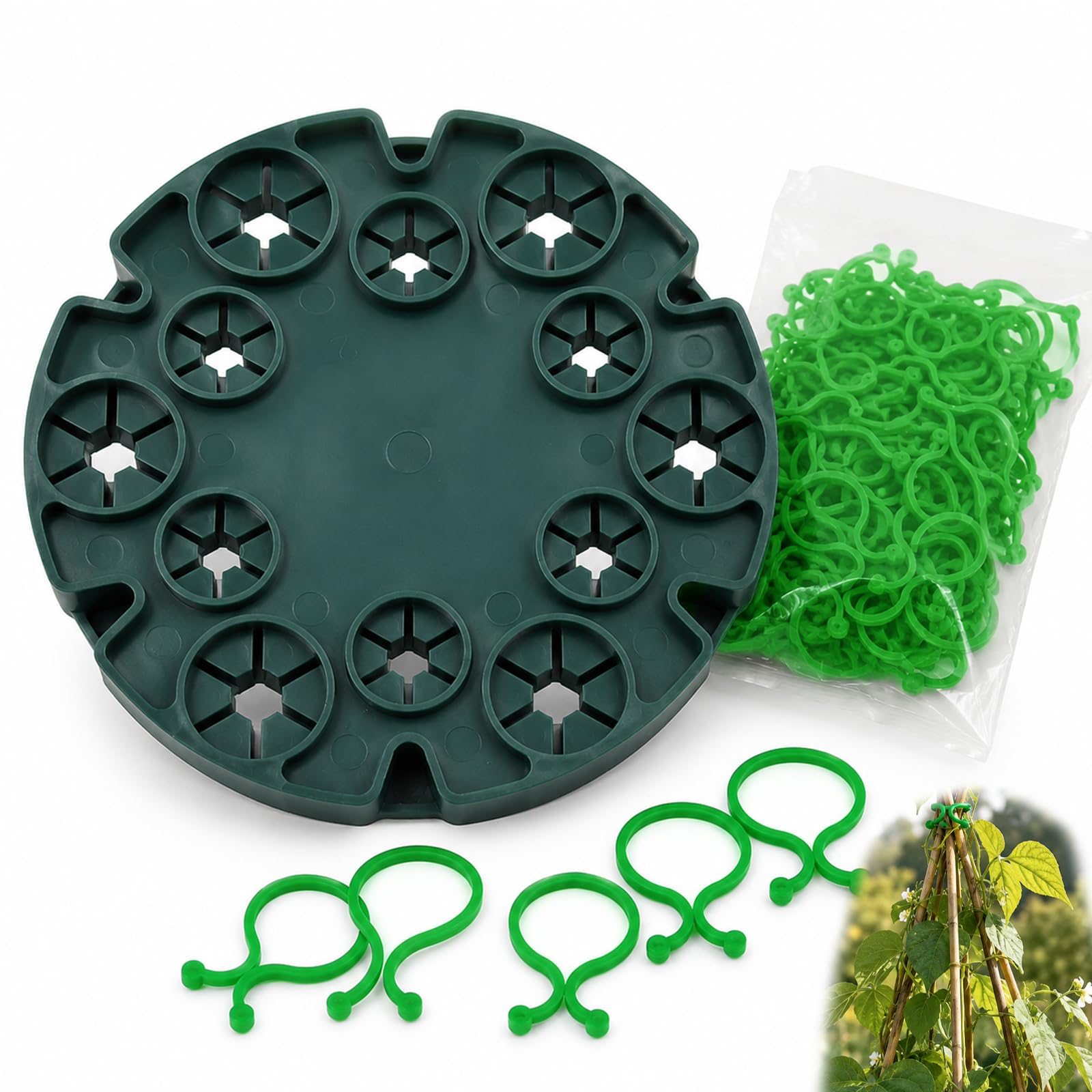 56PCS Set-6pcs Wigwam Cane Grips with 50pcs Green Garden Plant Stakes