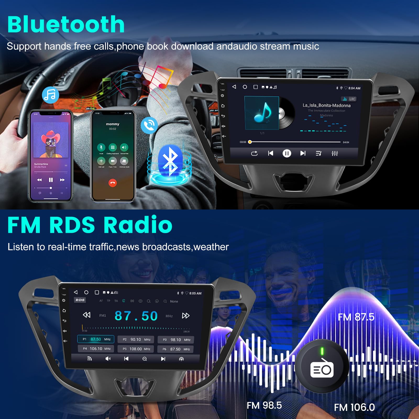 DAB+ ANDROID 12 autoradio per Ford Transit Custom 2012-21 GPS CarPlay