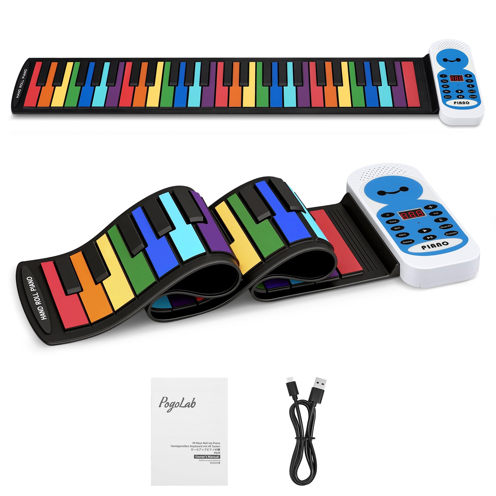 POGOLAB 49 Tasten Rollup Keyboard Piano, Klappbares Keyboard