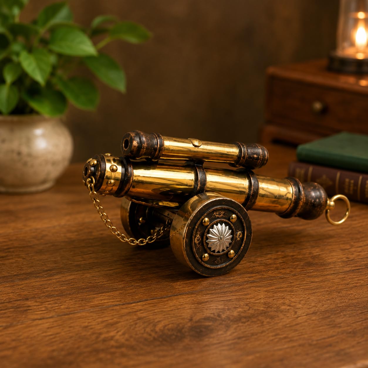 Premium Vintage Brass Canon Showpiece (Black, Gold) Table Top Decorative Miniature Statue Home Interior Decor Item Gift (Medium)-image-4