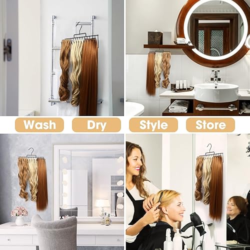 Miniatura 4 de Soporte para extensión de cabello, colgador para cabello con capacidad para trama extra ancha, trama de longitud completa, cabello trenzado, estante