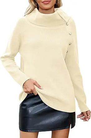 ZAFUL Sweaters for Women 2025 Trendy Versatile Neckline Button Turtleneck+Off The Shoulder Tunic Sweater Top